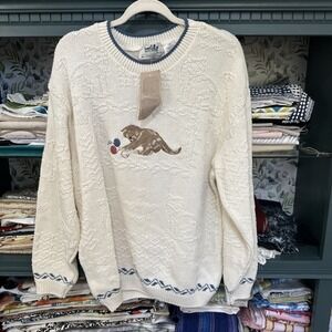 WOMENS SZ L NORTHERN REFLECTIONS Kitsch Cat EMBROIDERED CARDIGAN SWEATER NWT